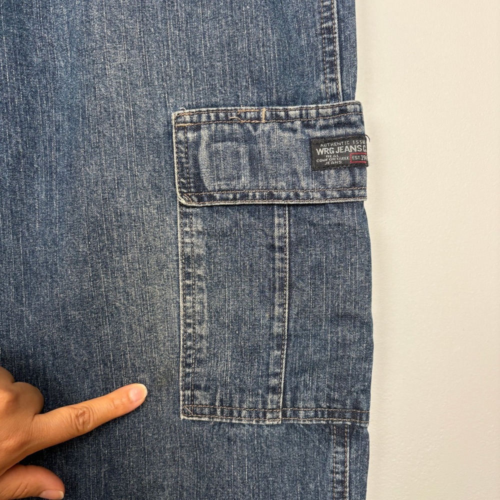 Wrangler Men Cargo Jeans 34x30 Blue Denim Utility Workwear Relaxed Western Baggy - Picture 7 of 14